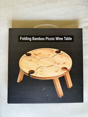 Folding‎ Bamboo Picnic Wine Table - Natural
